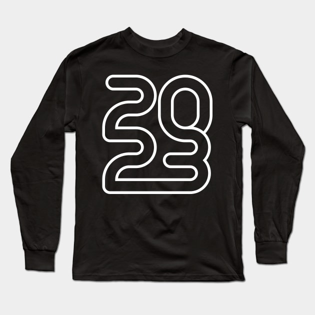 2023 white outline Long Sleeve T-Shirt by MplusC